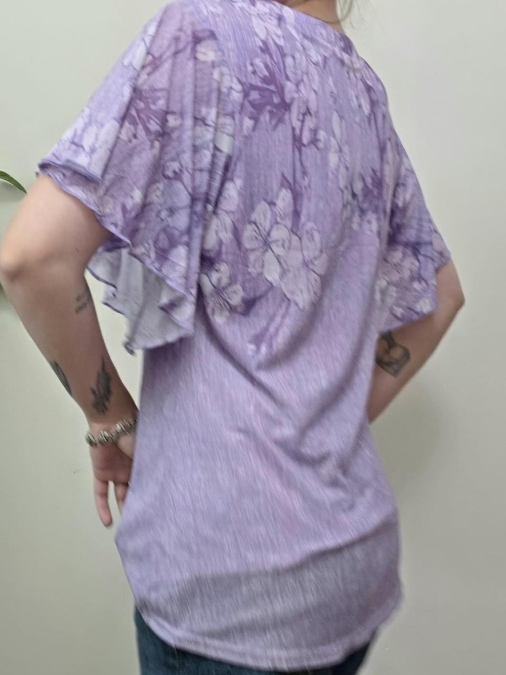 y2k floral fairy flowy sleeve top - Picture 3 of 7